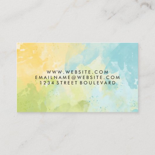 Watercolor Blauw Geel | QR Code Visitekaartje (Achterkant)