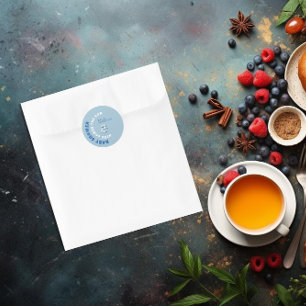 Watercolor blauw minimalistische babyshower jongen ronde sticker