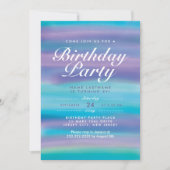 Watercolor Blauw Paarse Avendlucht Verjaardagsfees Kaart (Voorkant)