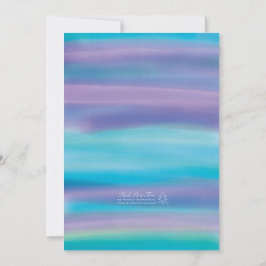 Watercolor Blauw Paarse Avendlucht Verjaardagsfees Kaart (Achterkant)