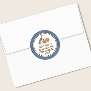 Watercolor Blauw Sport Retouradres Label Sticker