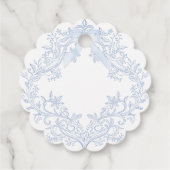 watercolor blauw wapen bruiloft bedankjes labels (Achterkant)