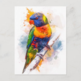 Watercolor Blauwanglori Briefkaart