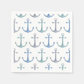 Watercolor blauwe ankers. Zeevaart strandpatroon Servet (Voorkant)