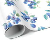 Watercolor Blauwe Bes Cadeaupapier (Rol Hoek)