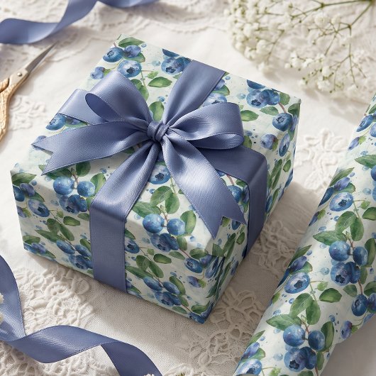 Watercolor Blauwe Bessen Cadeaupapier