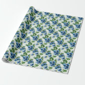 Watercolor Blauwe Bessen Cadeaupapier (Uitgerold)