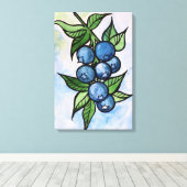 Watercolor Blauwe Bessen Canvas Afdruk (Insitu (Houten vloer))