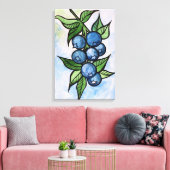 Watercolor Blauwe Bessen Canvas Afdruk (Insitu (Woonkamer))