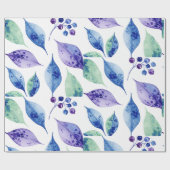 Watercolor blauwe bladeren cadeaupapier (Vlak)
