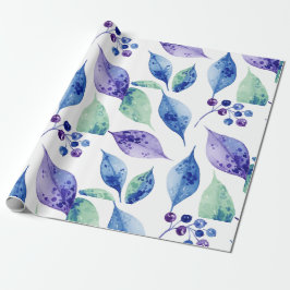 Watercolor blauwe bladeren cadeaupapier