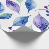 Watercolor blauwe bladeren cadeaupapier (Hoek)