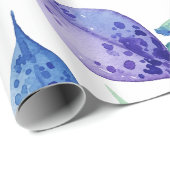 Watercolor blauwe bladeren cadeaupapier (Rol Hoek)