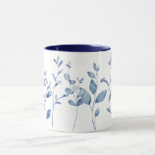 Watercolor Blauwe Bladeren Mok (Midden)
