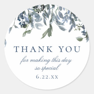 Watercolor Blauwe Bloem Aangedankt Ronde Sticker