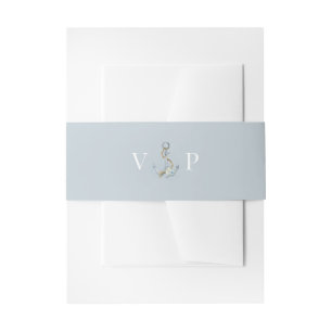 Watercolor Blauwe Bloemanker Monogram Huwelijk Uitnodigingen Wikkel