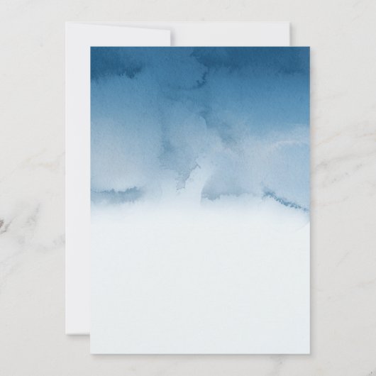 Watercolor blauwe bloemen bruiloft uitnodigingen (Achterkant)