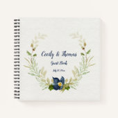 Watercolor Blauwe Bloemen Eikels Eikenbladeren Gas Notitieboek (Voorkant)