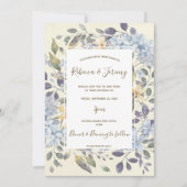 Watercolor Blauwe Bloemen Hortensia bruiloft Uitno Kaart (Voorkant)