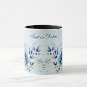 Watercolor Blauwe Bloemen Koffiemok Mok (Midden)