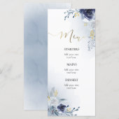 watercolor blauwe bloemen Menu (Voorkant / Achterkant)
