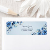 Watercolor Blauwe Bloemen Retouradres Label (Insitu)