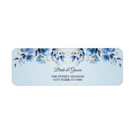 Watercolor Blauwe Bloemen Retouradreslabel Etiket
