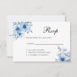 Watercolor Blauwe Bloemen RSVP kaart