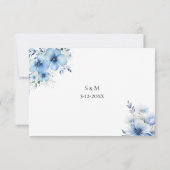 Watercolor Blauwe Bloemen RSVP kaart (Achterkant)