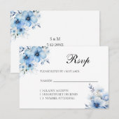 Watercolor Blauwe Bloemen RSVP kaart (Voorkant / Achterkant)