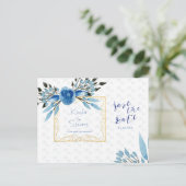 Watercolor Blauwe Bloemen Save The Date Trouwdag Aankondigingskaart (Staand voorkant)