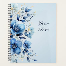 Watercolor Blauwe Bloemen Trouwplanner Planner