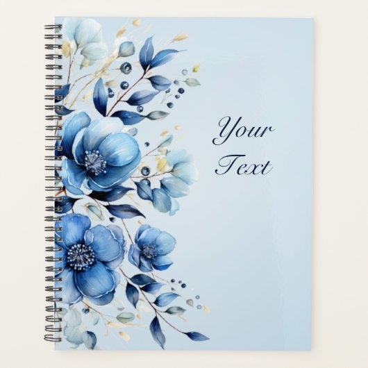 Watercolor Blauwe Bloemen Trouwplanner Planner (Voorkant)