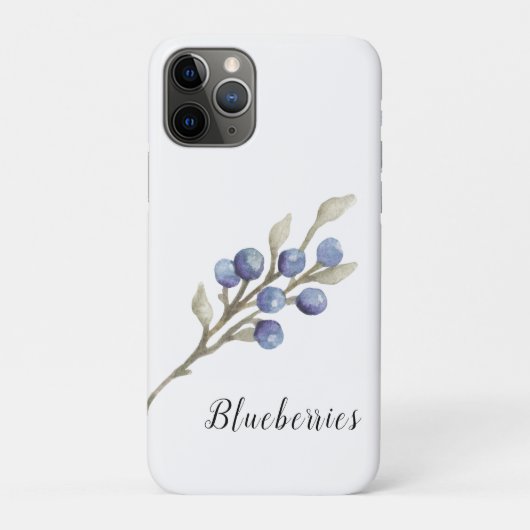 Watercolor Blauwe Bosbessen Botanisch Case-Mate iPhone Case (Achterkant)