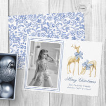 Watercolor Blauwe Chinoiserie Rendier Foto