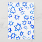 Watercolor Blauwe Davidster Bar Mitzvah / Bat Mitz Menu (Achterkant)
