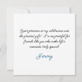 Watercolor Blauwe Drie Rex Dinosaur Verjaardag Bedankkaart (Achterkant)