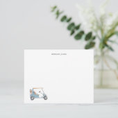 Watercolor Blauwe Golfkar, Gepersonaliseerd voor G Bedankkaart (Staand voorkant)