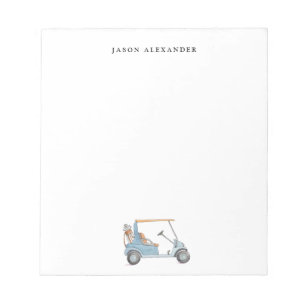 Watercolor Blauwe Golfkar Personalized Notitieblok