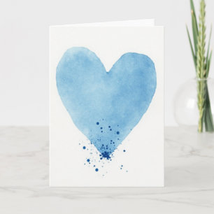Watercolor Blauwe Hartkaart Kaart