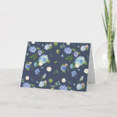 Watercolor Blauwe Hortensia Bloemenslinger Bruilof Bedankkaart (Achterkant)