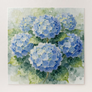 Watercolor Blauwe Hortensia Boeket Legpuzzel