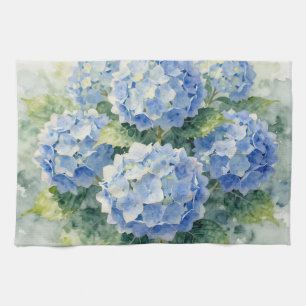 Watercolor Blauwe Hortensia Boeket Theedoek