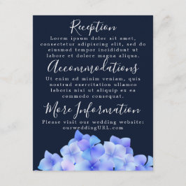 Watercolor Blauwe Hortensia Ontvangstkaarten Informatiekaartje