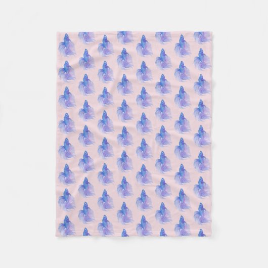 Watercolor Blauwe Kempvis Fleece Deken (Voorkant)