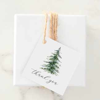 Watercolor Blauwe Kerstboom Feest Bedankjes Labels