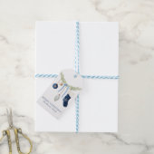 Watercolor Blauwe Kousen Slinger Kerst Cadeaulabel (Met Touw)