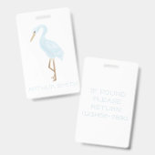 Watercolor Blauwe Kraan Badge (Voor- en achterkant)