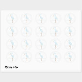 Watercolor Blauwe Kraan Ronde Sticker (Vel)