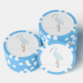 Watercolor Blauwe Kraanvogel Poker Chips (Opstapeling)